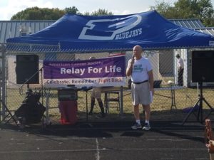 Honorary Survivor, Perry Superintendent Clark Wicks, at the 2017 Dallas County Relay for Life event