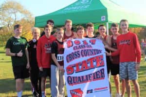 ADM Boys Cross Country team poses for a photo after qualifying for the state cross country meet Thursday in Atlantic. Photo courtesy of RVR's John McGee.