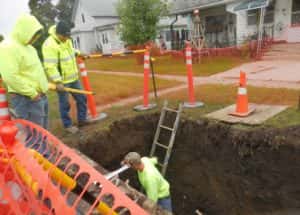 Water Department working on water main break on Washington St. last week
