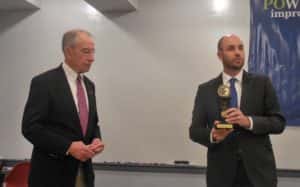 Grassley (left) receiving the Spirit of Enterprise Award from the US Chamber of Commerce