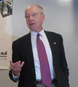 Grassley speaking a Midland Power in Jefferson Monday