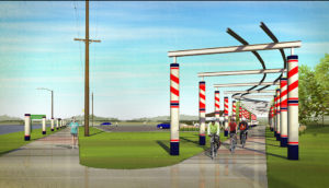 Conceptual image of the "In the Shadow of the Rails" project in Waukee; photo courtesy of RDG Planning and Design