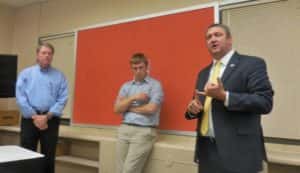 (L-R): Sid Jones, Chris Deal and ICCC President Dr. Kinney presenting to school board