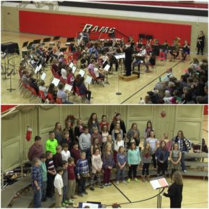 5th Band (top) and 6th grade choir (bottom). Photo courtesy of GC Schools