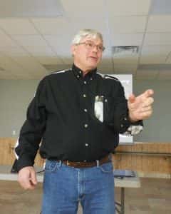 Steve Karber speaking at a community meeting in Scranton