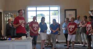 Ian Wilkinson (standing left) talking about Amazing Race at last Friday's Java and Juice