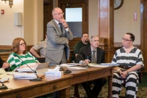 Marc and Misty Ray and their attorneys at the change of venue hearing; photo by Bryon Houlgrave