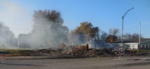 Saturday morning following Friday night's controlled burn of the downtown buildings