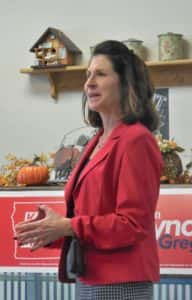 State Auditor Republican incumbent candidate Mary Mosimon addresses crowd at Jefferson event