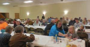 Crowd toward the end of the breakfast fundraiser