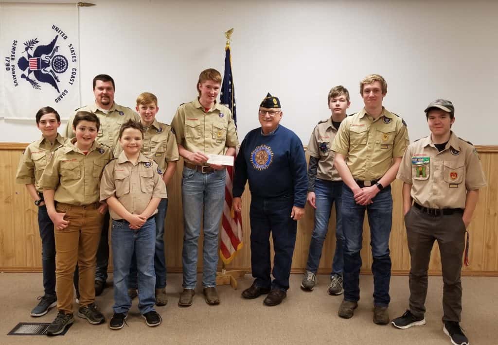 Jefferson American Legion Donates to Local Scouts Raccoon Valley