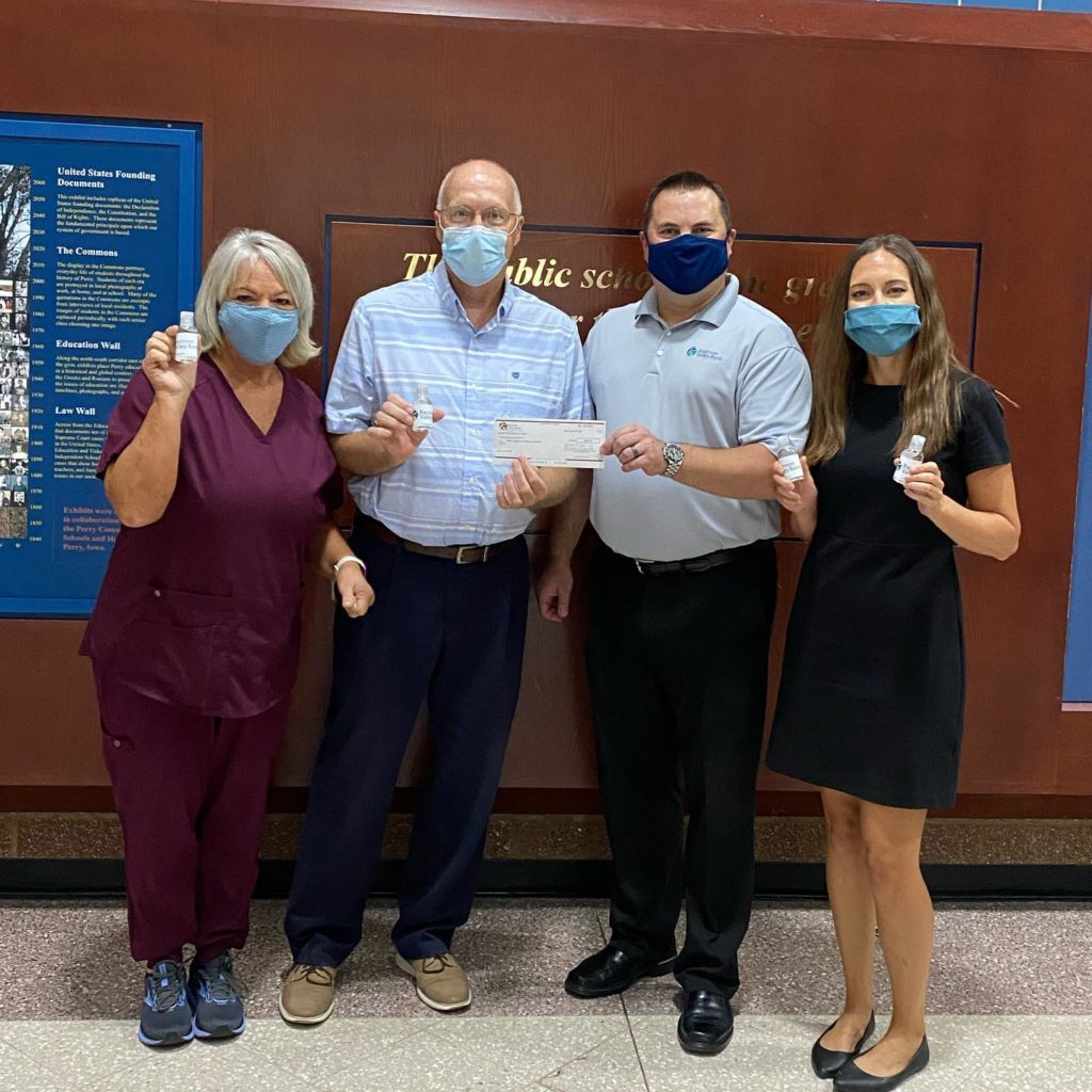 Raccoon Valley Bank Donates Hand Sanitizer to School District Raccoon