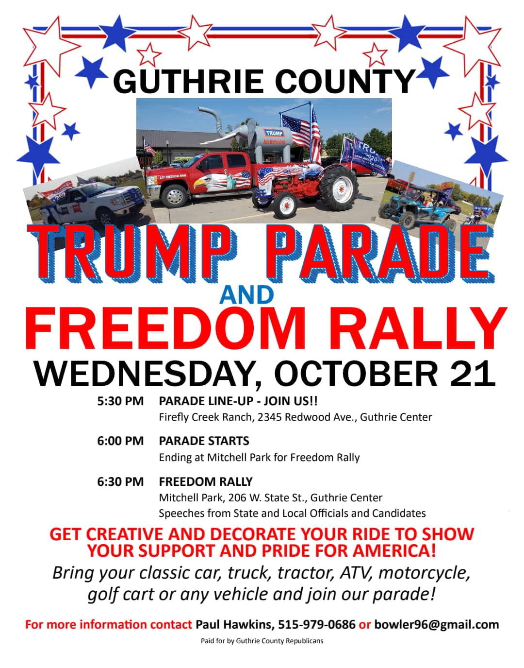 Trump Parade Rally In Guthrie County Wednesday Raccoon Valley Radio The One To Count On 5689