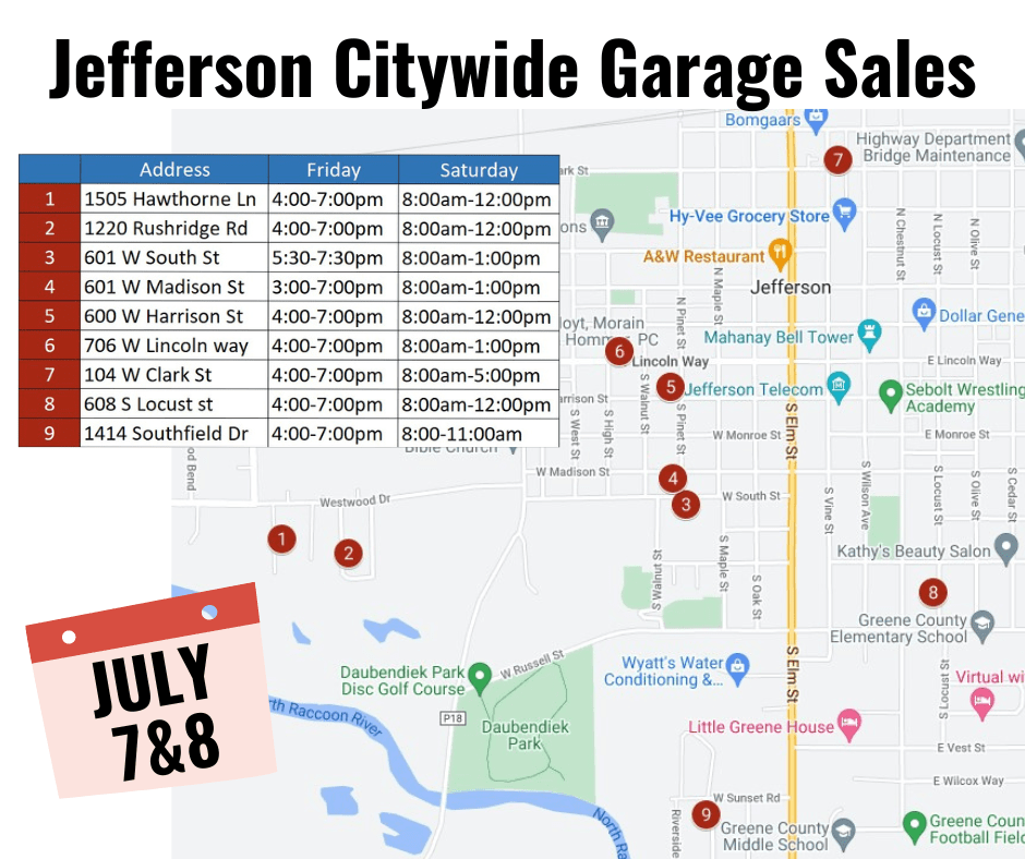 City Wide Garage Sales this Weekend in Jefferson Raccoon Valley Radio