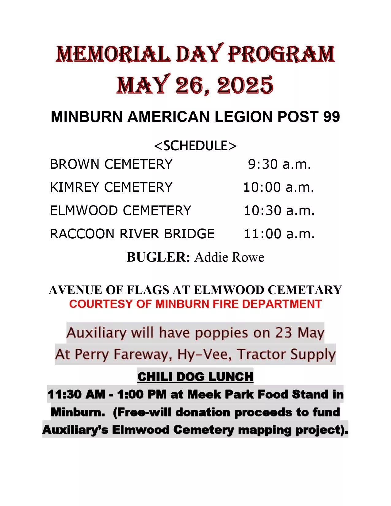 Minburn American Legion Memorial Day Program