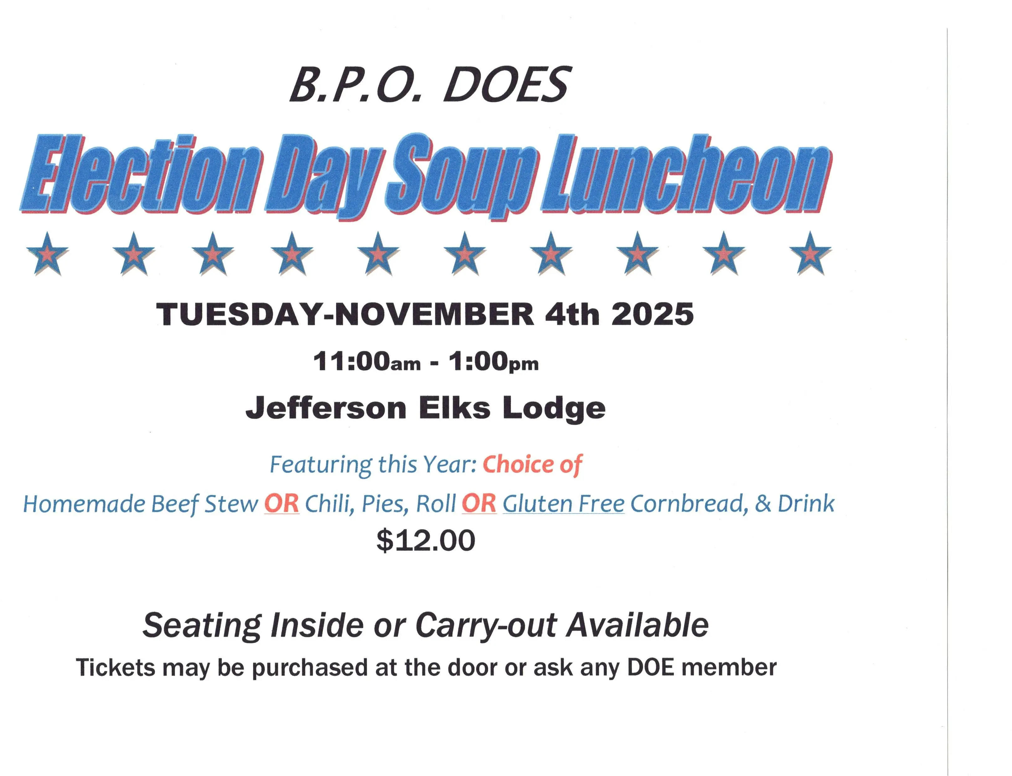 Election Day Soup Luncheon hosted by the D.P.O DOES