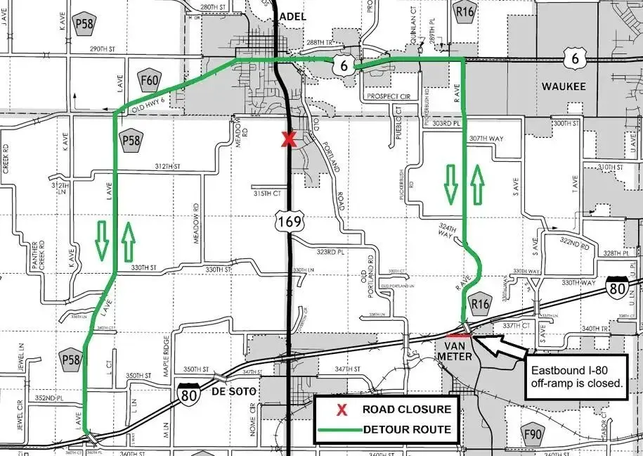 Highway 169 South of Adel to Close Starting July 7 | Raccoon