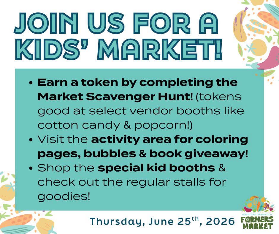 Kids Farmers Market to be in Washington this Thursday