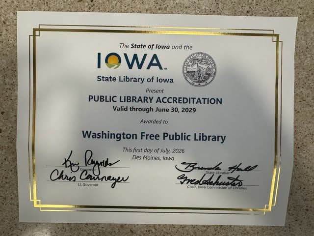 Washington Public Library Receives State Accreditation at Highest Tier