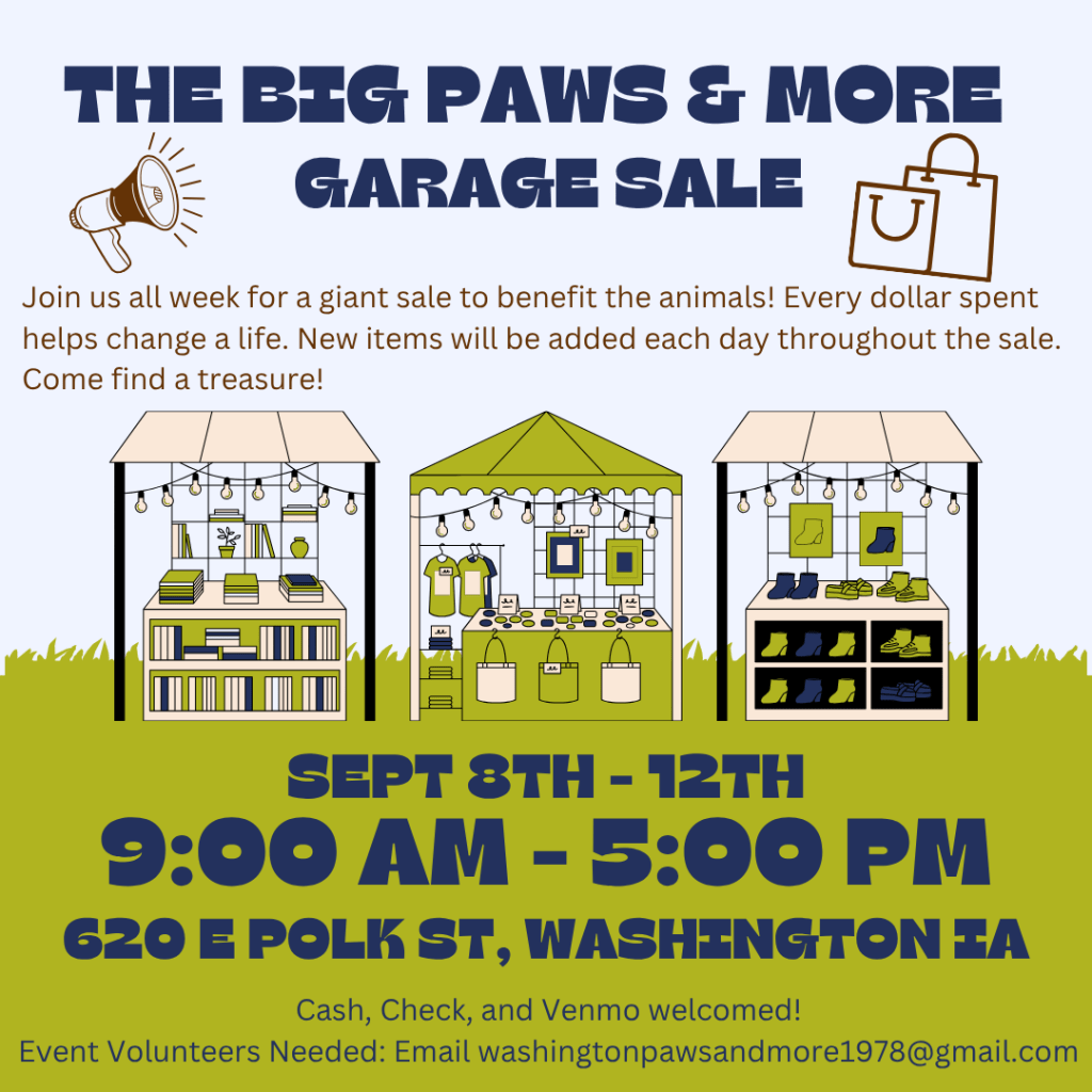 Final Days to Find Deals at PAWS Garage Sale