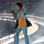 Prince performs during half-time for Super Bowl XLI between the Chicago Bears and the Indianapolis Colts at Dolphin Stadium on February 4^ 2007 in Miami