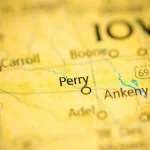 Map showing location of Perry. Iowa. USA