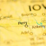 Map showing location of Perry. Iowa. USA
