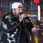 Jelly Roll performs on stage during 2024 New Year's celebration on Times Square in New York on December 31^ 2023.