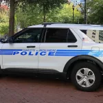 Charlotte^ North Carolina Police Department car parked in uptown Charlotte. CHARLOTTE^ NORTH CAROLINA^ USA