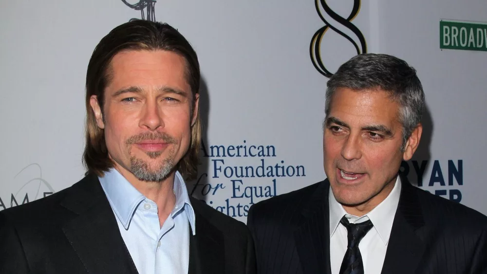 Brad Pitt^ George Clooney at the West Coast Premiere Reading of "8" Shows^ Wilshire Ebell Theater^ Los Angeles^ CA 03-03-12