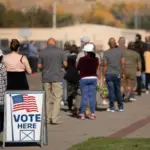 : Voters in the State of Nevada go to the polls on Election Day 2020. Washoe County^ Nevada is the battleground county in the battleground^ swing state. Sparks^ Nevada / USA - November 4 2020