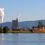 Pulp and Paper Mill along Columbia River in Longview Washington State