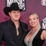 Jon Pardi (L) and his wife Summer attend the 2023 CMT Music Awards at Moody Center on April 2^ 2023 in Austin^ Texas.