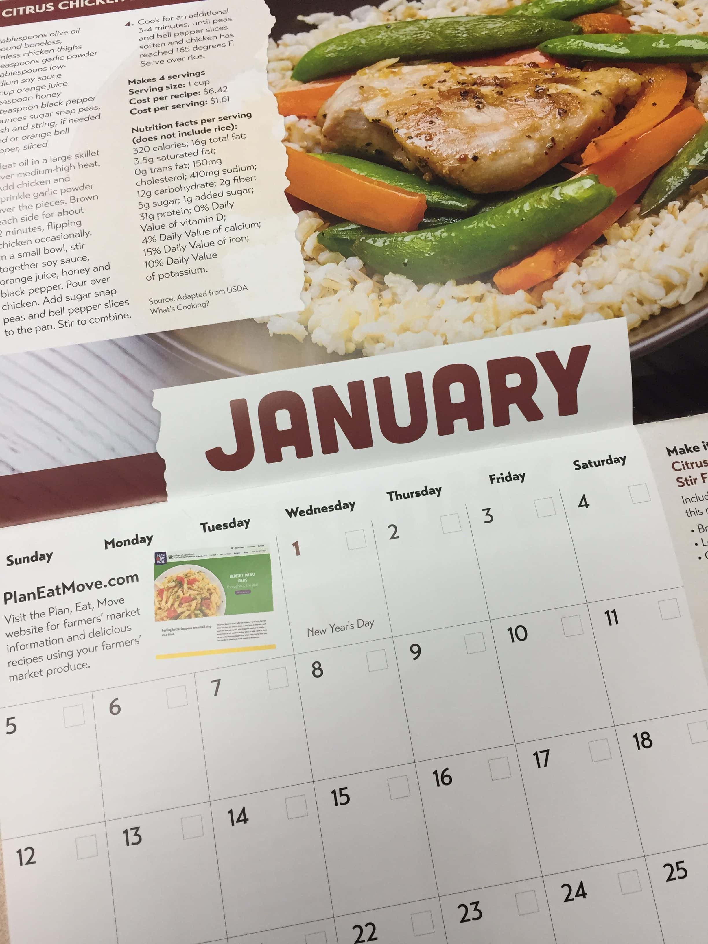 Food Nutrition Calendars Available at Extension Office WPKY