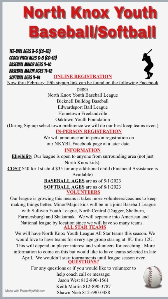 NORTH KNOX YOUTH BASEBALL AND SOFTBALL TOWN LEAGUES Blazer 91.1 WVUB