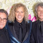 Bon Jovi members Tico Torres^ David Bryan^ and Jon Bon Jovi attend the opening night of "Diana^ The Musical" on Broadway at The Longacre Theatre.