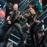 Metallica vocalist James Hetfield with guitarist Kirk Hammett performing in HONG KONG - January 20^ 2017