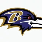 Baltimore Ravens^ Sports editorial vector logo is printed on white paper.