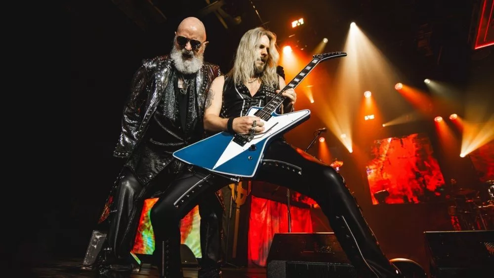 Rob Halford and Richie Faulkner of Judas Priest in concert at The Wings Event Center Kalamazoo^ Michigan- May 4 2024