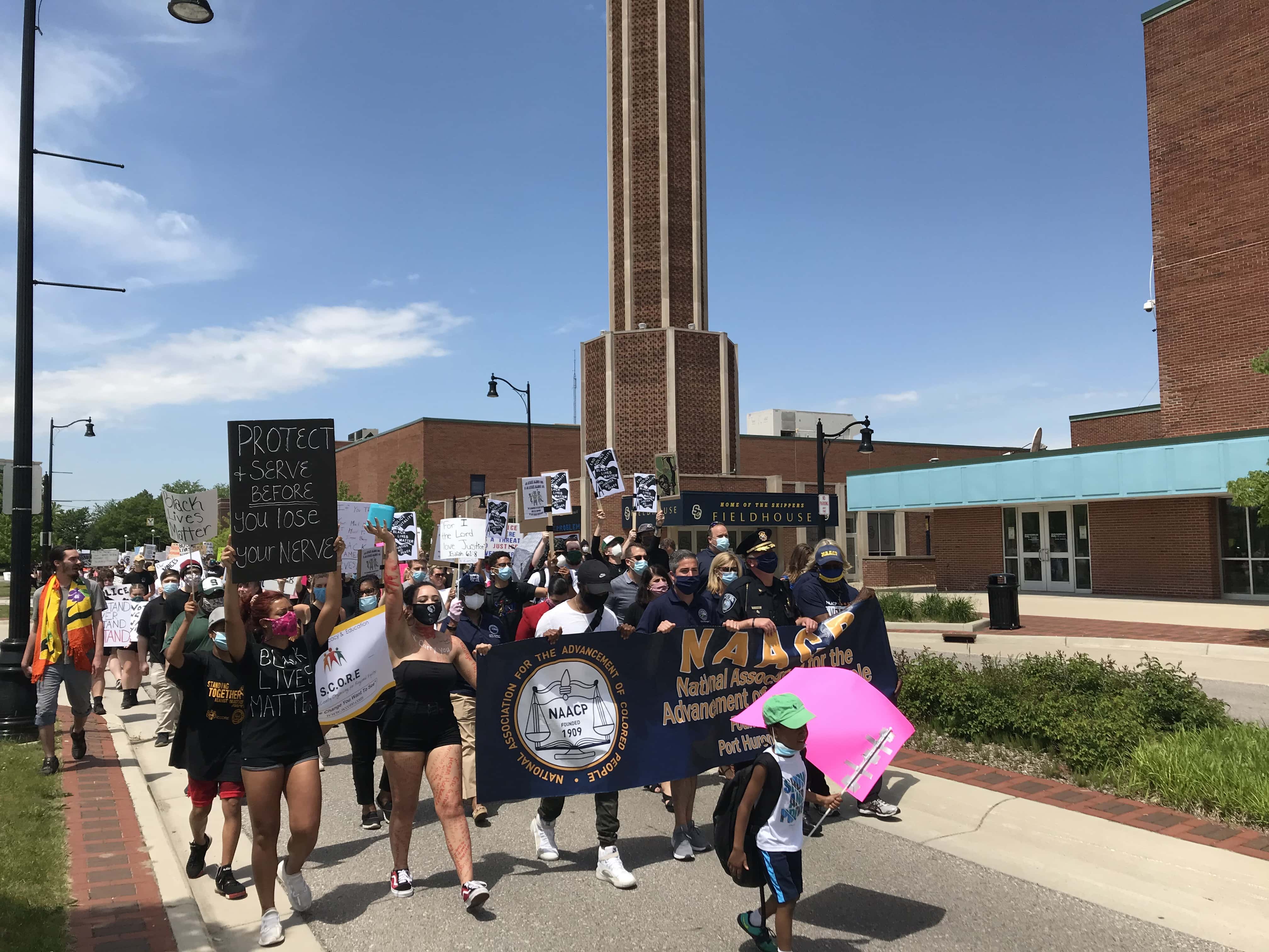 Protesters take to the streets in Port Huron, peacefully calling for