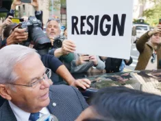 New Jersey Sen. Bob Menendez and his wife Nadine Arslanian leave Federal court in New York on September 27^ 2023 after pleading not guilty on bribery charges