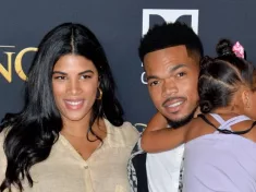 Chance the Rapper^ wife Kirsten Corley and daughter at the Dolby Theatre. LOS ANGELES^ USA. July 10^ 2019