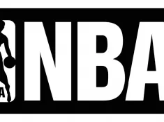 NBA logo (black and white) printed on paper and placed on white background