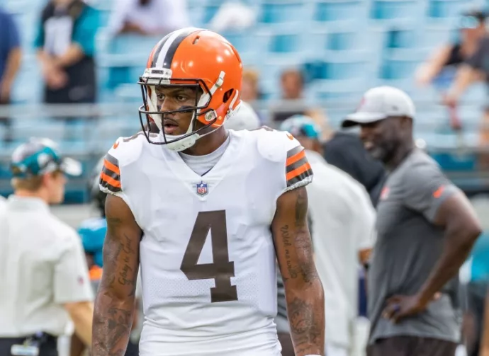 Deshaun Watson of Cleveland Browns at TIAA Bank Field Jacksonville Florida August 12^ 2022