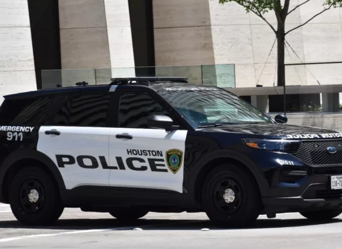 Ford Police Interceptor SUV during HPD patrols of the downtown financial district of Houston. Houston^ TX USA 5-15-2024