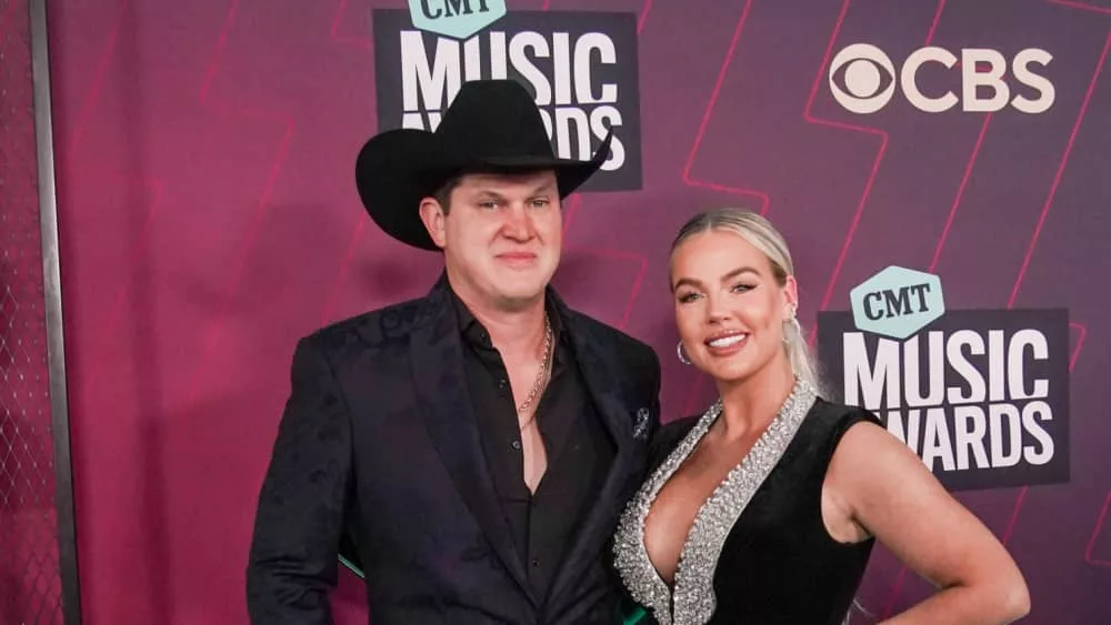 Jon Pardi (L) and his wife Summer attend the 2023 CMT Music Awards at Moody Center on April 2^ 2023 in Austin^ Texas.