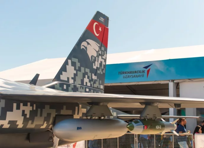 Istanbul^ Turkey / September 2019 HURJET is a military training aircraft that will be designed and produced by Turkish Aerospace industry as jet engine traning and close air support aircraft.