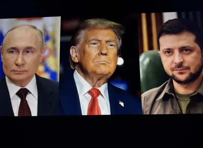 Images of US President Donald Trump^ Volodymyr Zelenskyy and Vladimir Putin side by side