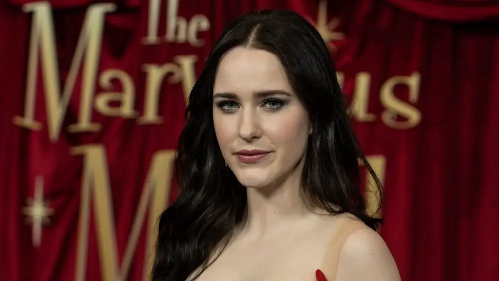 Rachel Brosnahan wearing dress by Georges Hobeika attends Amazon Prime Video's "The Marvelous Mrs. Maisel" Season 5 Premiere at The Standard Highline in New York on April 11^ 2023