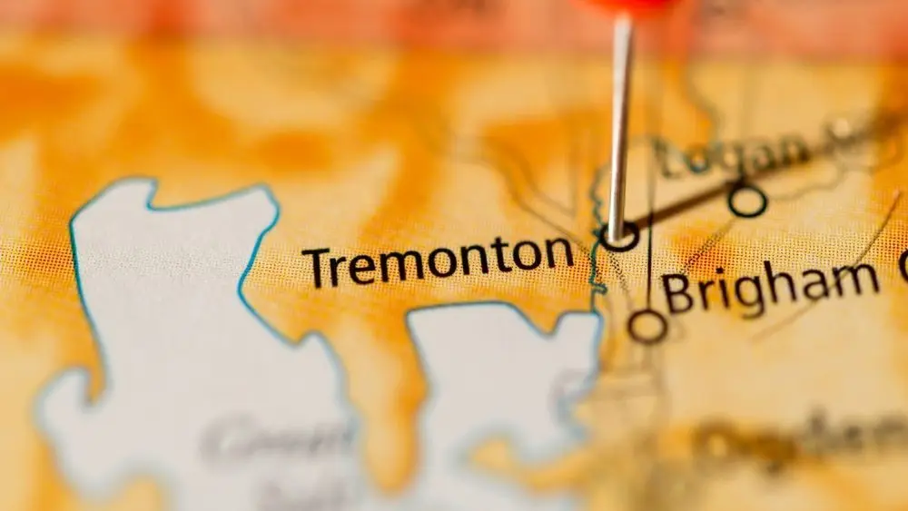 Map showing location of Tremonton^ Utah^ USA.